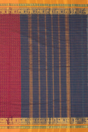 Tuscan Red Thousand Buttas Chettinad Cotton Saree 10073624