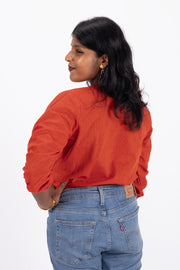  Red Handcrafted Stripes Cotton Crop Top 10073980