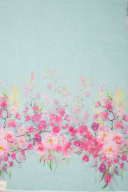 Blue Floral Printed Linen Saree 10074023