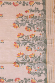 Beige Handloom Jamdani Linen Saree 10074659