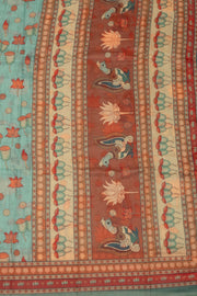 Blue Kalamkari Printed Malai Cotton Saree 10074677