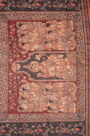 Brown Kalamkari Printed Malai Cotton Saree 10074678