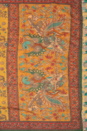 Yellow Kalamkari Printed Malai Cotton Saree 10074679