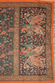 Green Kalamkari Printed Malai Cotton Saree 10074686