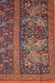 Brown Kalamkari Printed Malai Cotton Saree 10074691