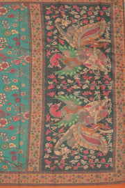 Green Kalamkari Printed Malai Cotton Saree 10074692