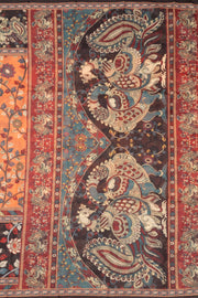 Orange Kalamkari Printed Malai Cotton Saree 10074693