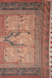 Blue Kalamkari Printed Malai Cotton Saree 10074694