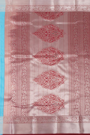 Blue Kanjivaram Vegan Silk Saree with Contrast Pallu 10074867