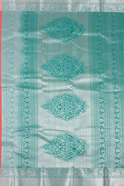 Peach Kanjivaram Vegan Silk Saree with Contrast Pallu 10074868