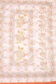 Cream Kalamkari Kantha Printed Malai Cotton Saree 10074903