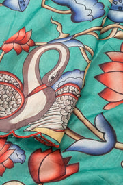 Green Printed Kalamkari Semi Tussar Silk Saree 10074913