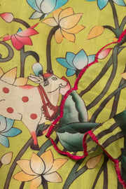 Green Printed Kalamkari Semi Tussar Silk Saree 10074915