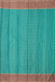 Kanjivaram Vegan Viscose Silk Saree Strong Cyan Color Block Design 10075562