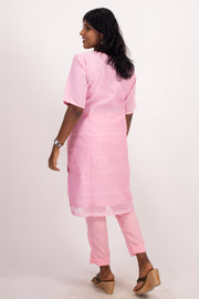 Pink Chikankari Embroidery Viscose Silk Co- ord Set 10076420