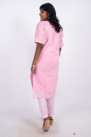 Pink Sequin Embroidery Viscose Silk Co- ord Set 10076191