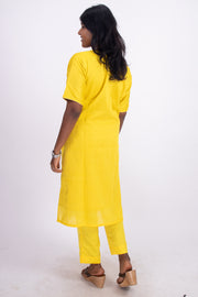 Yellow Mukaish Embroidery Viscose Silk Co- ord Set10076195