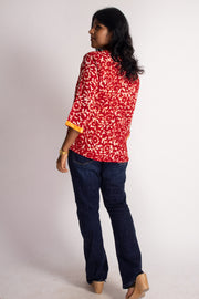 Red Batik Printed Rayon Kurti 10076409