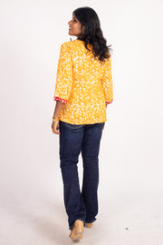 Yellow Batik Printed Rayon Kurti 10076410