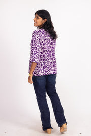 Purple Batik Printed Rayon Kurti 10076412