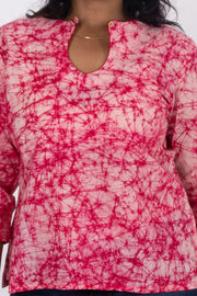 Pink Batik Printed Rayon Kurti 10076417