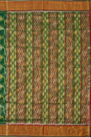 Forest Green Chinnalampatti Ikat Silk Cotton Saree With Zari Border 10076436