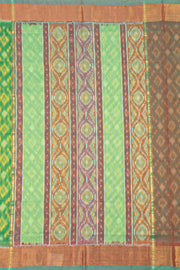 Spring Leaf Green Chinnalampatti Ikat Silk Cotton Saree With Zari Border 10076439