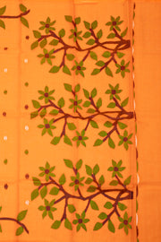 Orange Handloom Jamdani Muslin Silk Saree 10076442