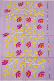 Lavender Handloom Jamdani Muslin Silk Saree 10076445