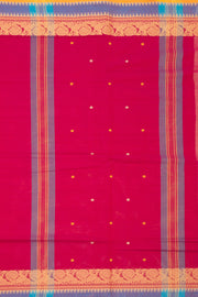 Fuchsia Magenta Handloom Kanchi Cotton Saree with Peacock Border 10076457