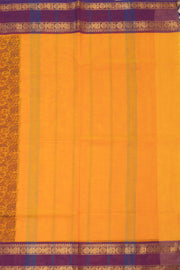 Amber Glow Orange Handloom Vanashringaram Kanchi Cotton Saree with Temple And Paisley Zari Border 10076464