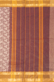 Chocolate Coffee Brown Handloom Vanashringaram Kanchi Cotton Saree with Peacock Zari Border 10076465