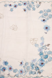 Cloud White Floral Printed Organza Saree 10076565