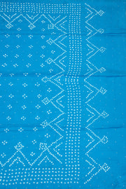 Peacock Blue Bandani Mulberry Silk Saree 10076903
