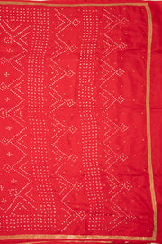 Red Bandhani Mulberry Silk Saree With Sequins Embroidery 10076904