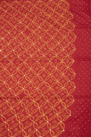 Red Bandhani Mulberry Silk Saree 10076905