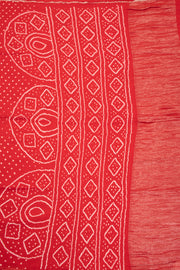 Tomato Red Bandhani Khadi Cotton Saree 10076914