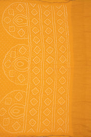 Yellow Green Bandhani Khadi Cotton Saree 10076915