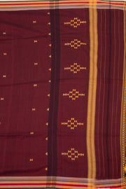 Maroon Handloom Bhujodi Cotton Saree 10076927