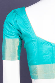Teal Blue Kanjivaram Soft Silk Blouse 10076980