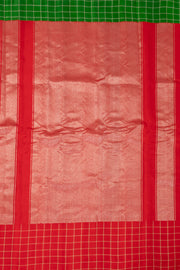 Pista Green Gadwal Kuttu Silk Saree With Temple Border 10077049