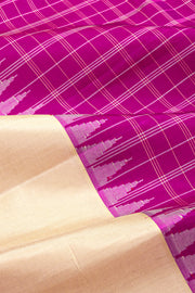 Magenta Gadwal Kuttu Silk Saree With Temple Border 10077051