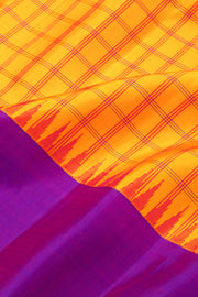 Orange Gadwal Kuttu Silk Saree With Temple Border 10077055