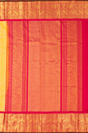 Soft Yellow Handloom Gadwal Kuttu Linen Saree With Silk Zari Border 10077066
