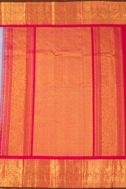 Ice Blue Handloom Gadwal Kuttu Linen Saree With Silk Zari Border 10077067
