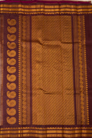 Light Brown Handloom Gadwal Kuttu Cotton Saree With Silk Zari Border 10077071