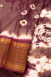 Maroon Handcrafted Sungudi Cotton Saree Without Blouse 10077114