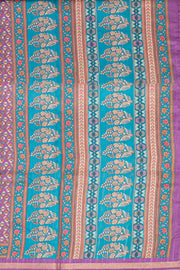 Grape Purple Printed Semi Tussar Silk Saree 10077220