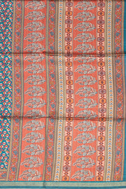 Peacock Blue Printed Semi Tussar Silk Saree 10077222