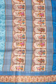 Sky Blue Printed Semi Tussar Silk Saree 10077223